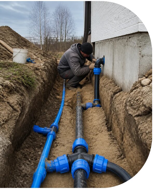 Монтаж наружного водопровода на участке под ключ в Комсомольске-на-Амуре