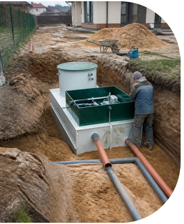 Монтаж станции биологической очистки для дома в Комсомольске-на-Амуре